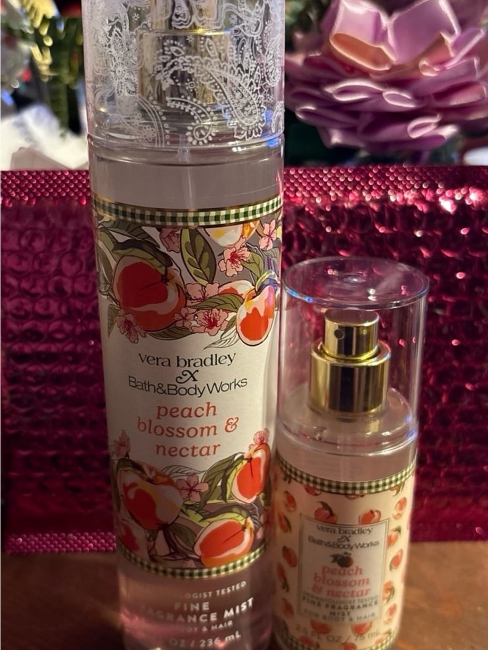 Bath & Body Works Peach Blossom & Nectar Fragrance Mist - Pink, Peach, Green